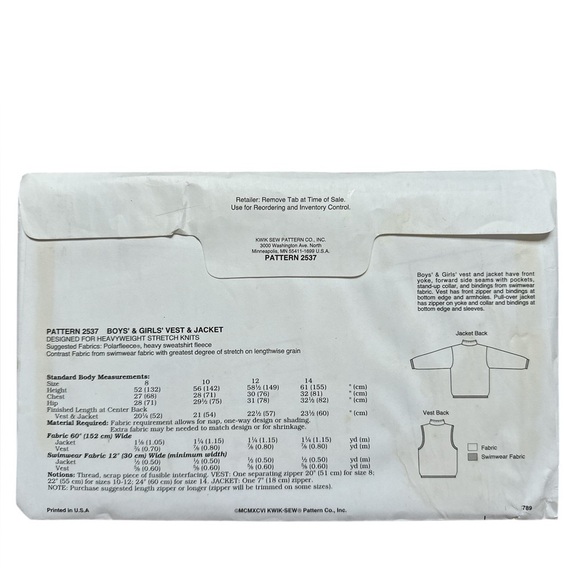 Vintage Y2K, uncut, factory folded Kwik Sew Pattern 2537, size 8 - 14 - Picture 2 of 4